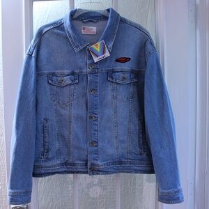Takepride Blue Button Up Long Sleeve Jean Jacket
